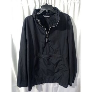 Vtg Y2K Nike Jacket Mens XL Black Hooded Half Zip Windbreaker Pullover Anorak